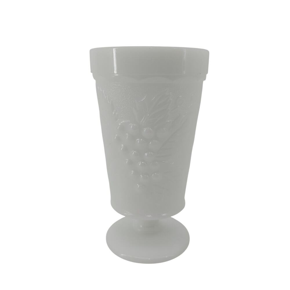 Anchor Hocking Colony Grape Milk Glass White Goblet Footed